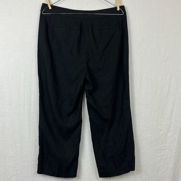Talbots 100% Linen Black Wide Leg Ankle Pants Womens 8 Minimalist Casual Office - Picture 5 of 11